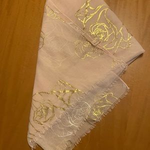 Mary Kay branded long sheer pink and rose gold scarf